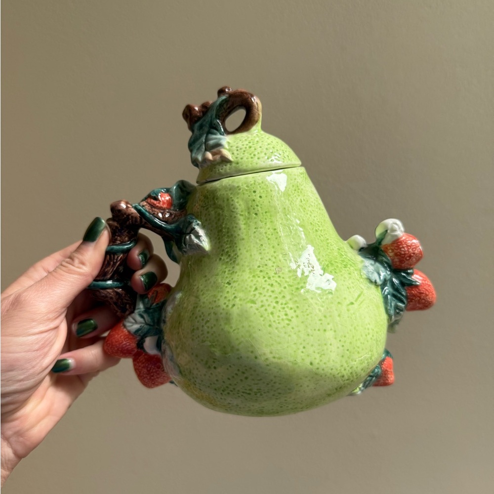 Green Pear-Shaped Ceramic Art Piece